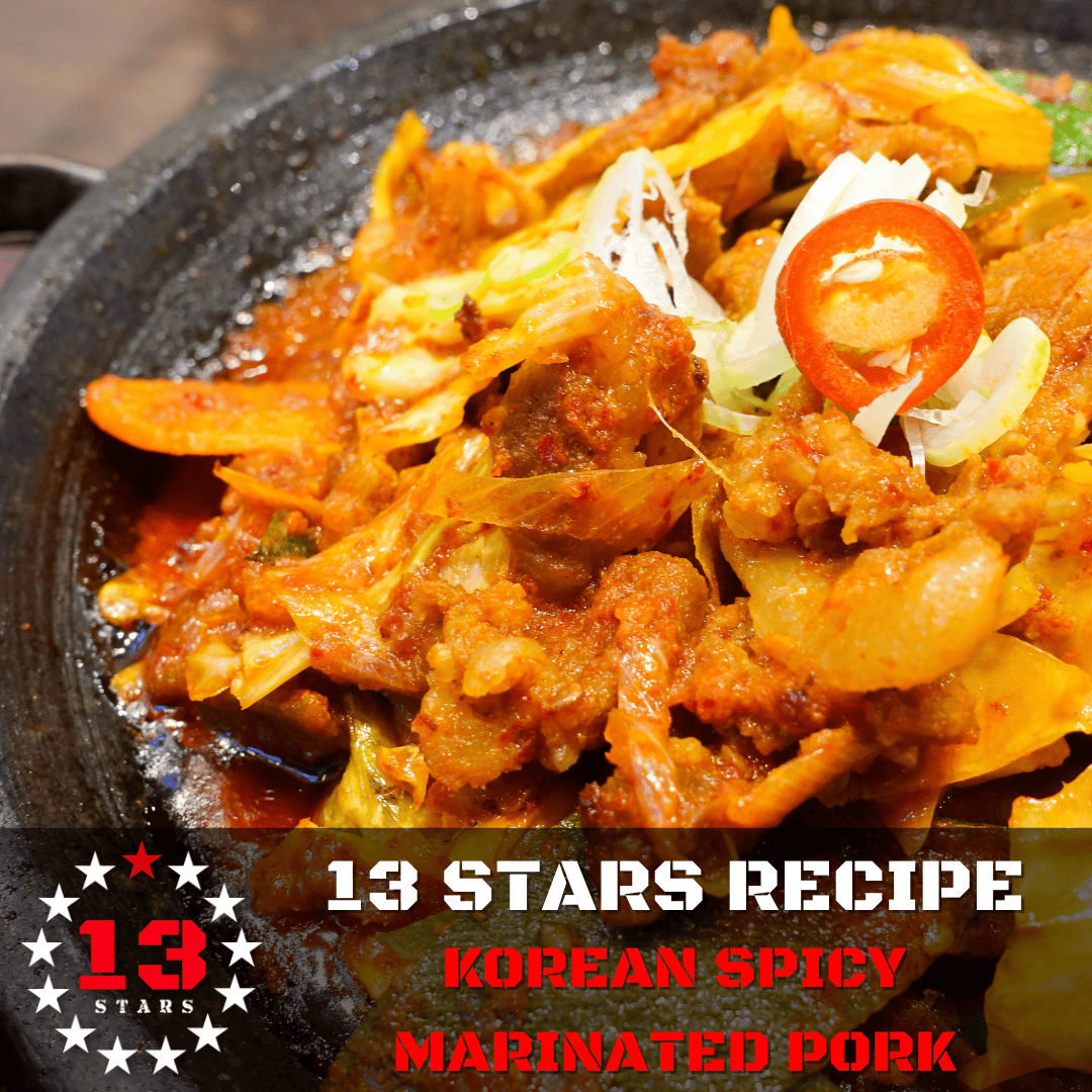 Korean Spicy Marinated Pork - 13 Stars Hot Sauce