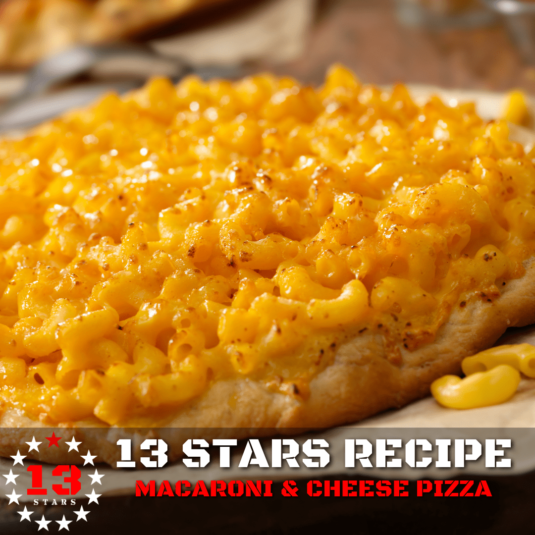 Macaroni and Cheese Pizza - 13 Stars Hot Sauce